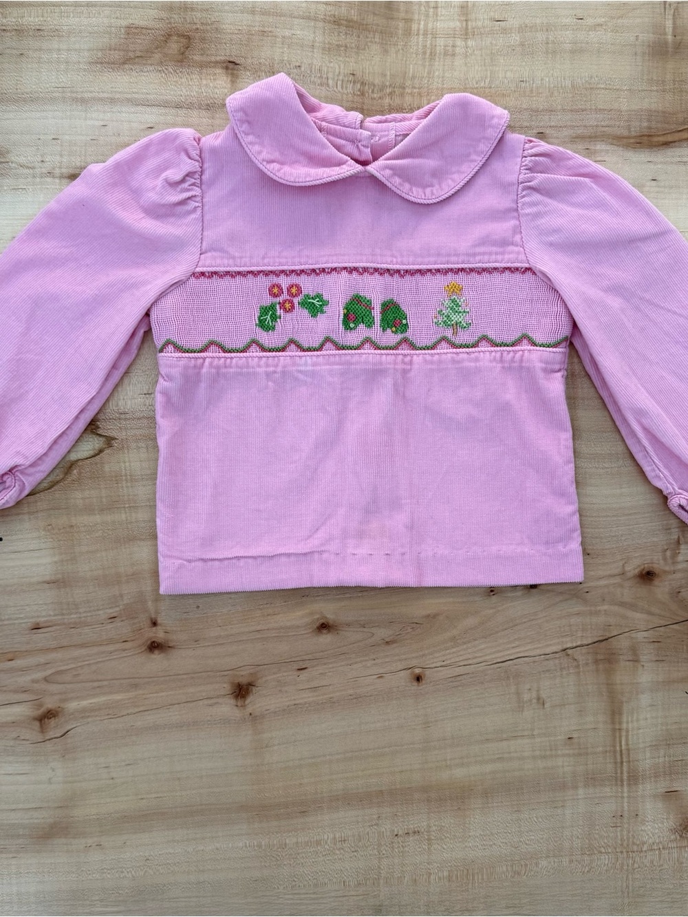 Castles & Crowns Smocked Christmas Top Pink Corduroy Toddler Girl 2T